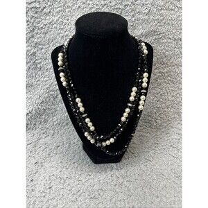 vintage costume jewelry necklace Black,pearl Mix Made Germany On Clasped